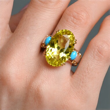 Ouro Verde-Quarz-Silberring (Gems en Vogue)