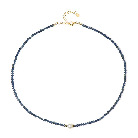 Blauer Madagaskar-Saphir-Silberhalskette (Riya)