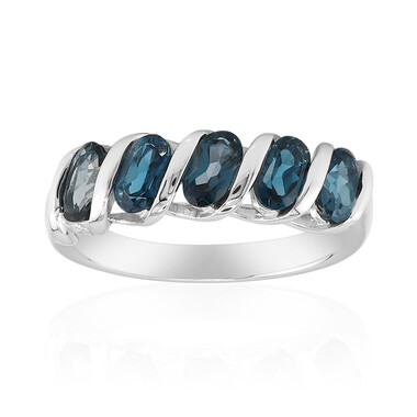 Bague en argent et Topaze bleu de Londres