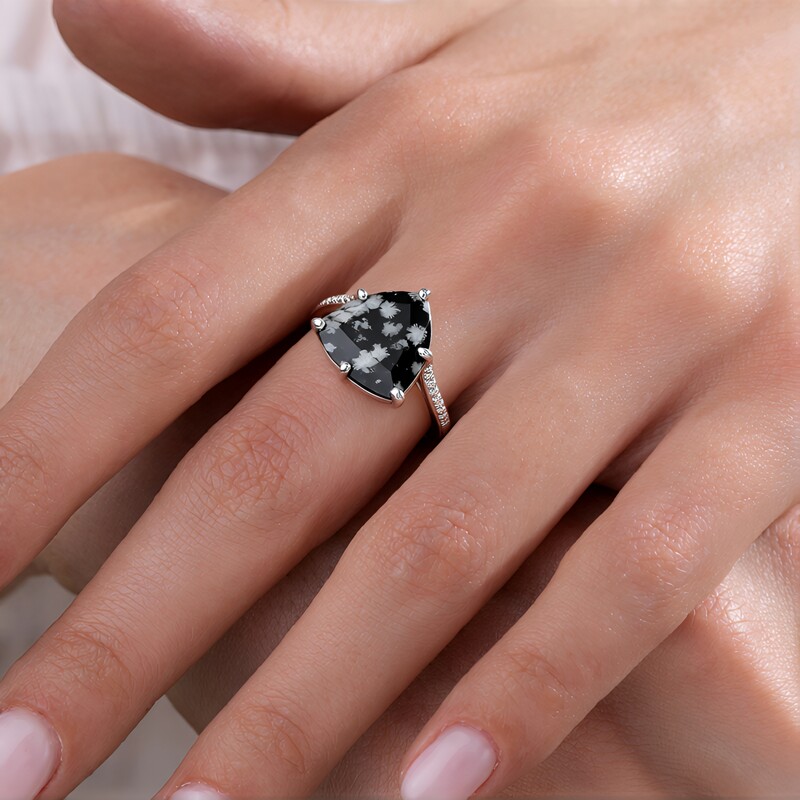 Anillo en plata con Obsidiana Copo de Nieve
