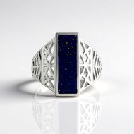 Zilveren ring met een lapis lazuli (Ornaments by de Melo)