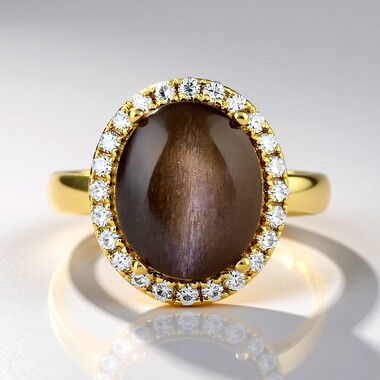 Bague en argent et Pierre du Soleil œil-de-chat