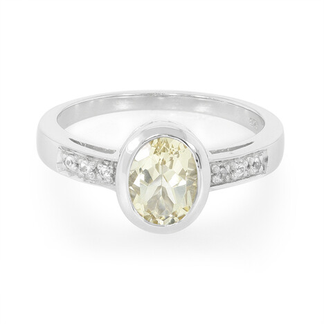 Zilveren ring met een gele beril