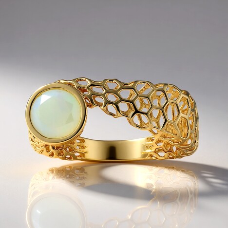 Anello in oro con Opale di Welo AAA (Ornaments by de Melo)