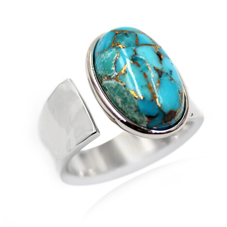 Blauer Kupfer-Türkis-Silberring (Faszination Türkis)