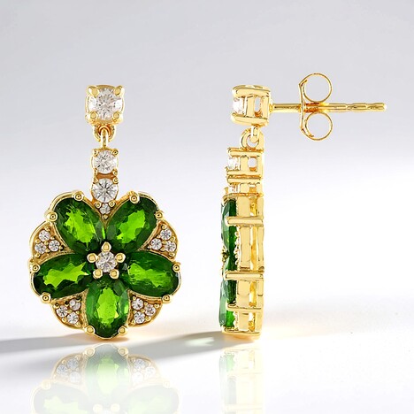 Orecchini in argento con Diopside Russo