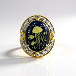 Anello in argento con Ambra Blu (Gems en Vogue)