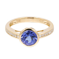 Gouden ring met een AAA tanzaniet (CIRARI)