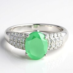 Bague en argent et Calcédoine verte