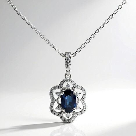 Collana in oro con Zaffiro Ceylon Blu (CIRARI)
