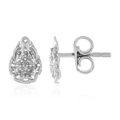 Zilveren oorbellen met I2 (I) Diamanten