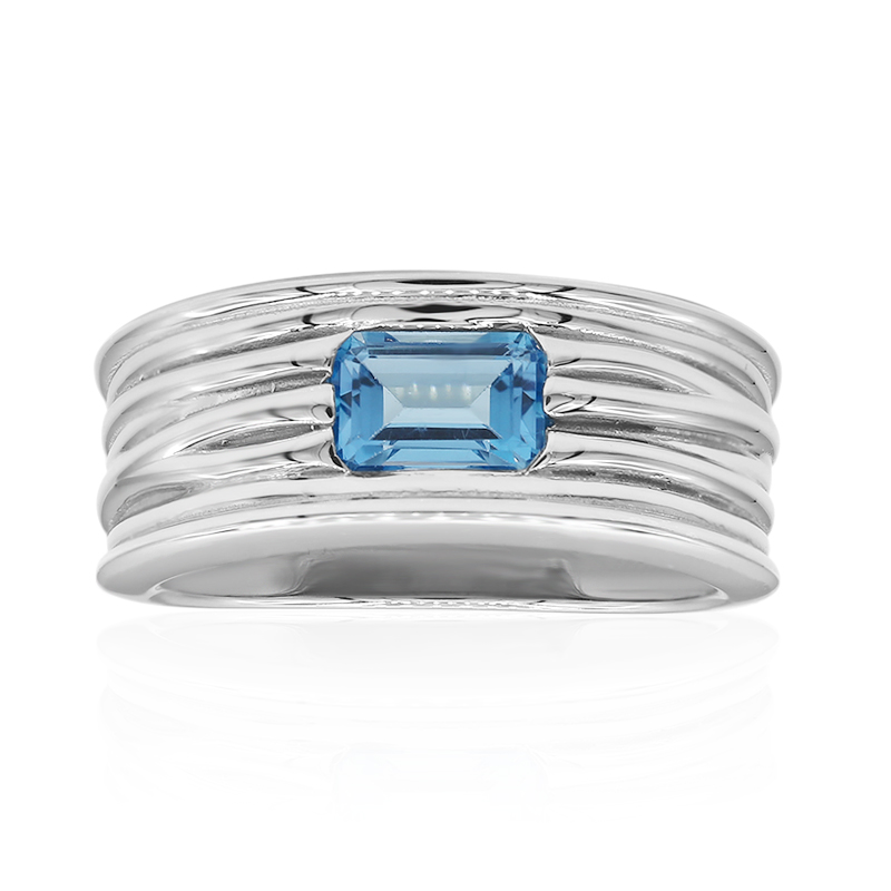 Anello in argento 925 con topazio blu brasiliano da 0,6 carati, moderno