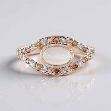 Anello in argento con Pietra di Luna Bianca (KM by Juwelo)