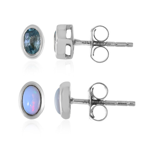 Edelstein-Silberohrringe