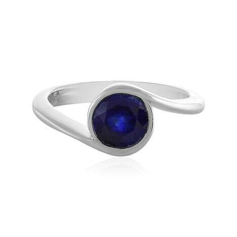 Bague en argent et Saphir bleu de Madagascar
