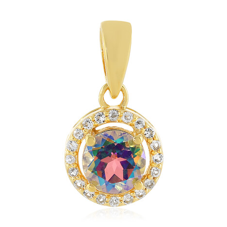 Zilveren hanger met een regenboog-topaas