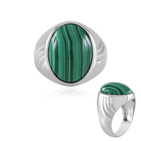 Anillo en plata con Malaquita (Adela Silber)