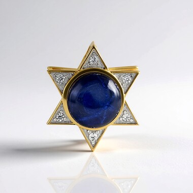 Zilveren hanger met een blauwe ster saffier (de Melo Essence)