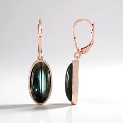 Orecchini in argento con Labradorite Verde Maniry (KM by Juwelo)
