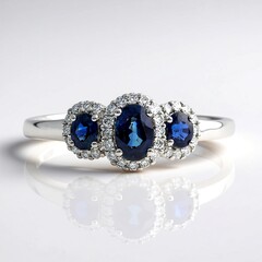 Anello in oro con Zaffiro Ceylon Blu