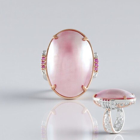 Anello in argento con Perla Mabe Rosa (Gems en Vogue)