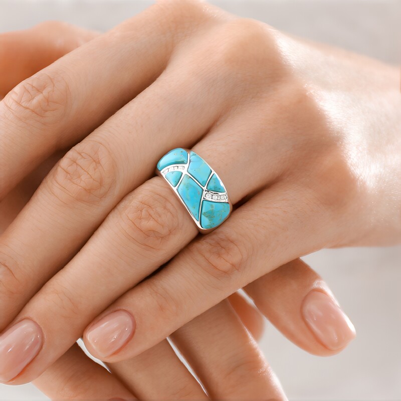 Bague en argent et Turquoise bleue de Mohavie (Faszination Türkis)
