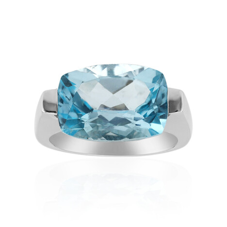 Anillo en plata con Topacio azul cielo