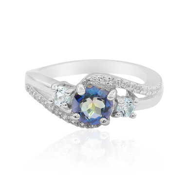 Blauer Mystik-Quarz-Silberring