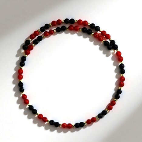 Collana rigida in acciaio con Onice Nero (Riya)