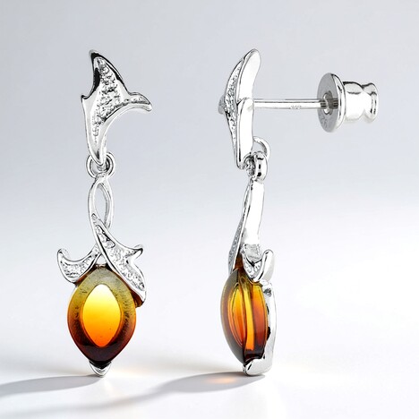 Orecchini in argento con Ambra Sunrise Baltica (dagen)