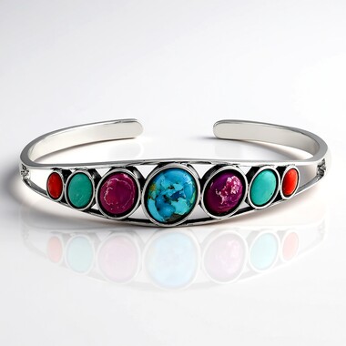 Bransoletka bangle ze srebra - Turkus niebieski Kingman Mohave  (Jones Lee)