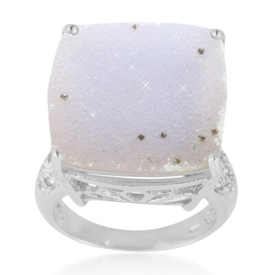 Zilveren ring met een glitter agaat