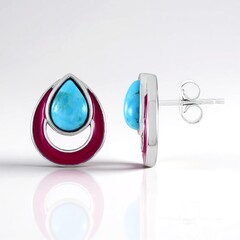 Pendientes en plata con Turquesa azul Mohave
