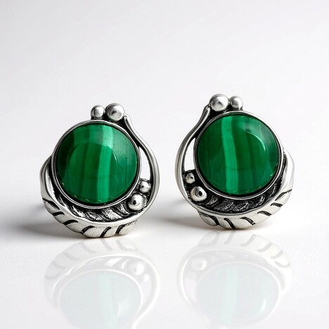 Orecchini in argento con Malachite (Desert Chic)