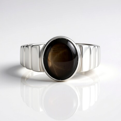 Anello in argento con Zaffiro Stellato Nero (de Melo Essence)