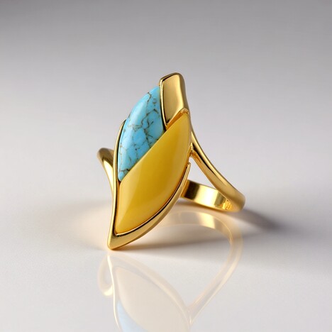 Anello in argento con Ambra Milky Baltica (dagen)