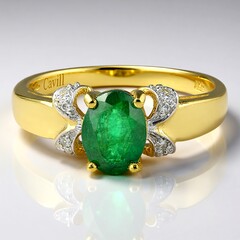 Anello placcato in oro con Smeraldo Bahia