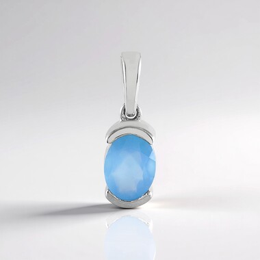 Colgante en plata con Calcedonia azul