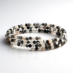Bracciale in acciaio con Quarzo Rutilato Nero (Riya)