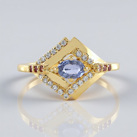 Anello in argento con Zaffiro Ceylon Blu (non riscaldato)