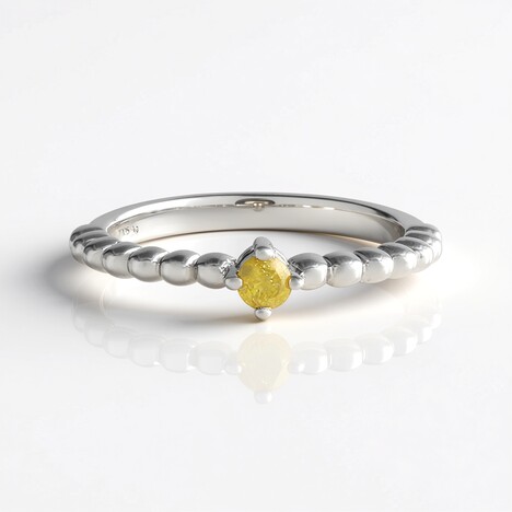 Anello in argento con Diamante Giallo I2