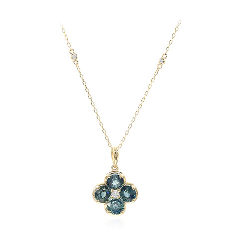 14K Teal Sapphire Gold Necklace (CIRARI)