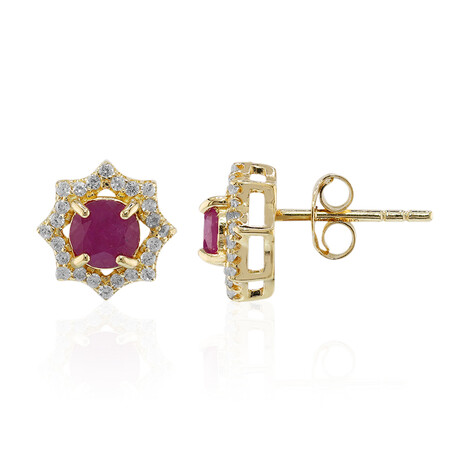 Burmese Ruby Silver Earrings