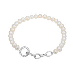 Brazalete en plata con Perla blanca Freshwater