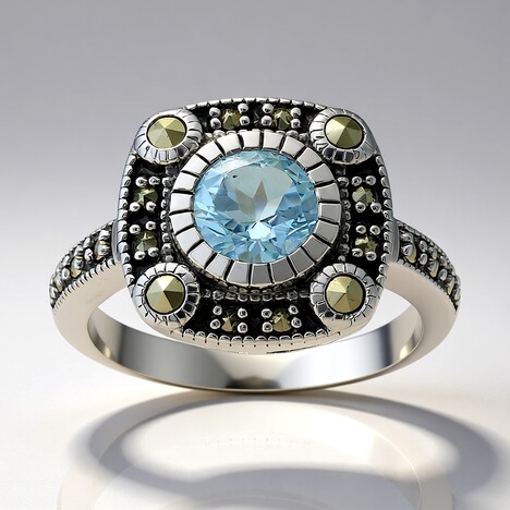 Anello in argento con Topazio Blu Cielo (Annette classic)