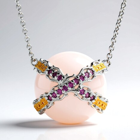 Collana in argento con Quarzo Rosa (Gems en Vogue)