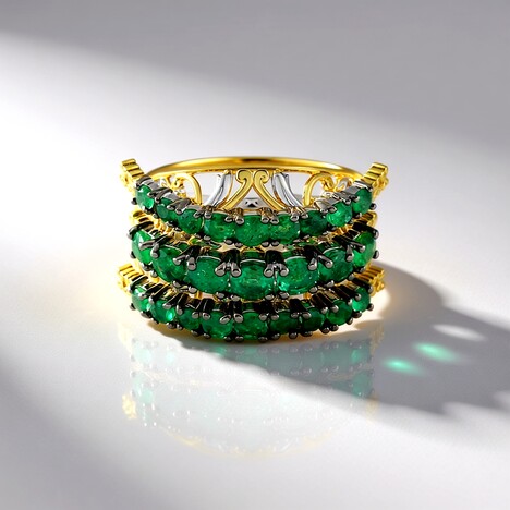 Anello in argento con Smeraldo Zambia (Gems en Vogue)