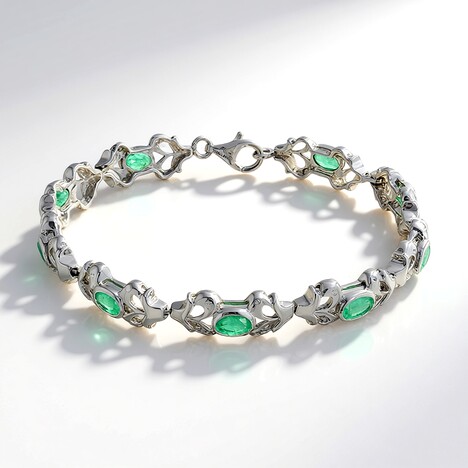Bracciale in argento con Smeraldo Zambia