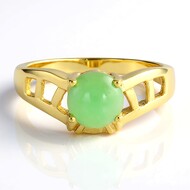 Anello placcato in oro con Crisoprasio Imperiale