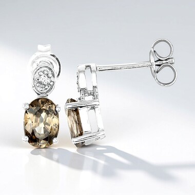 Cinnamon Zircon Silver Earrings